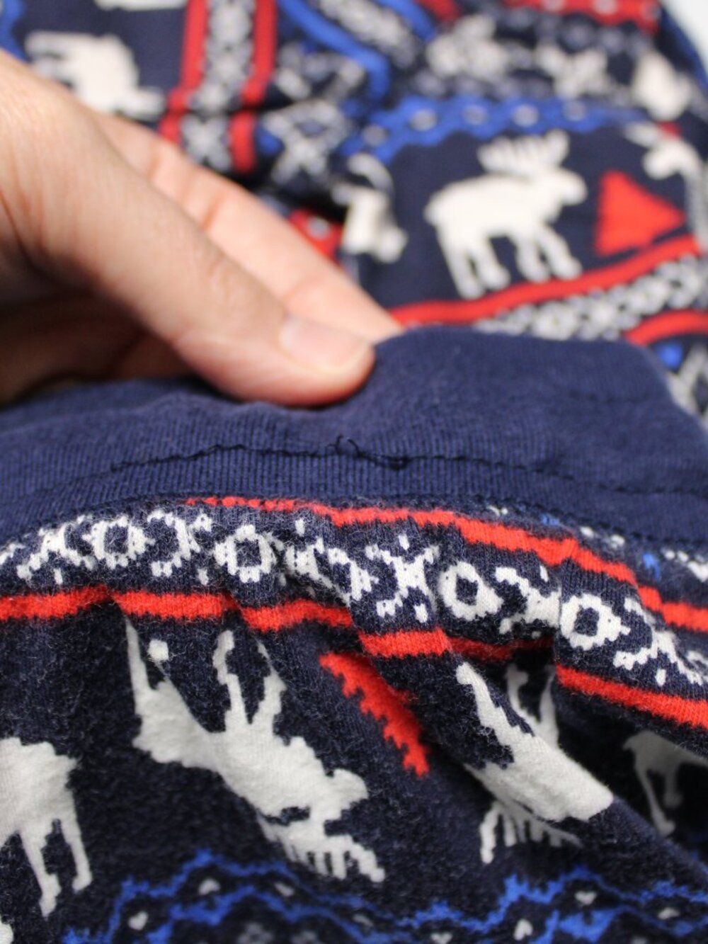 Lanz Small Blue Red Moose Fair Isle Longsleeve 100% Cotton Pajama Set FLAW - Picture 8 of 11